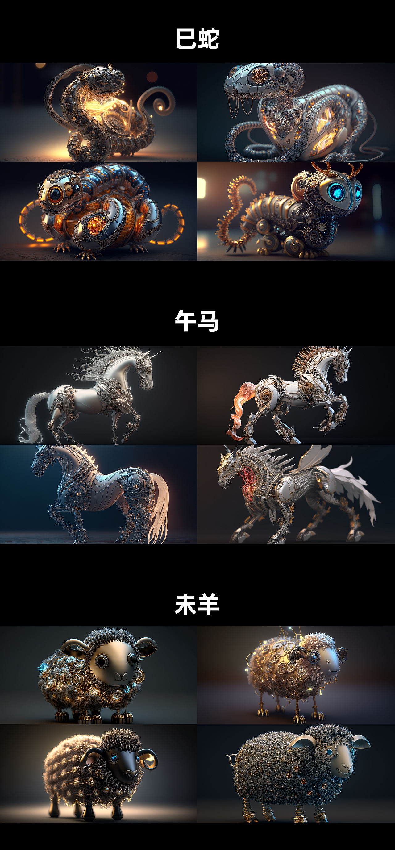 Midjourney AI---十二生肖创作（图ZMzM1MDk3Nzky） - 产品 - 站酷设计师符号看象限_原创素材 - 站酷ZCOOL