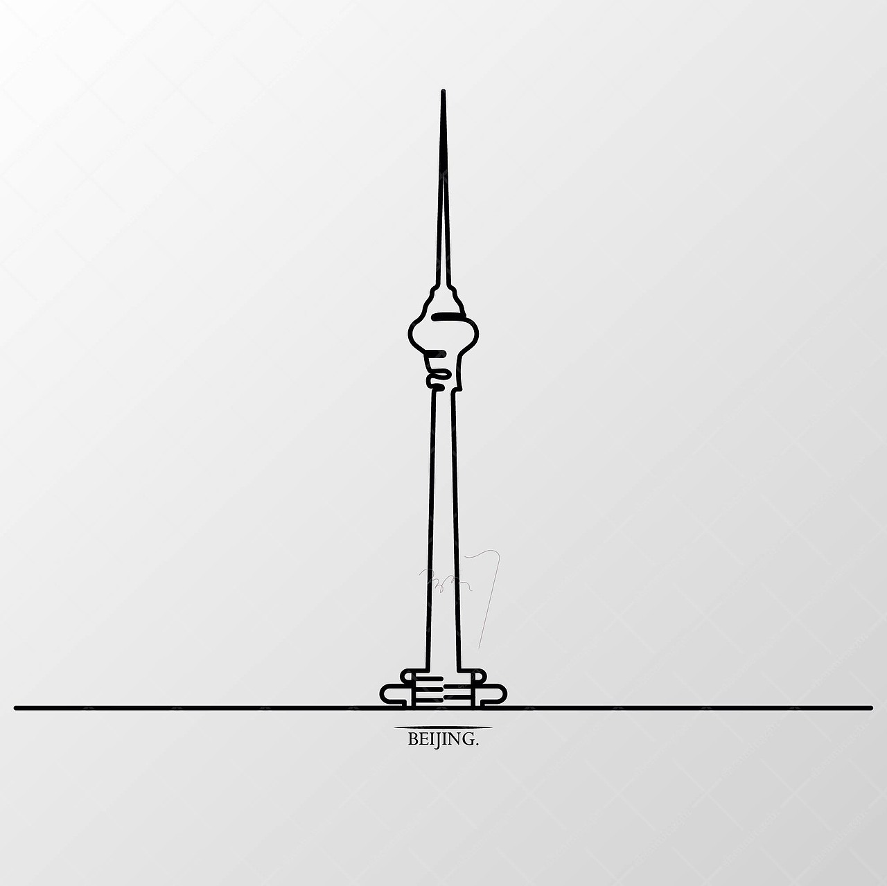 北京插画,北京地标建筑插画.