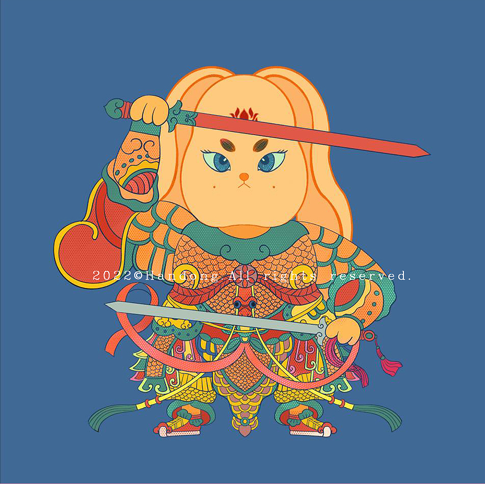 敦煌星际兔+兔年门神（图ZMjk3ODI0MTIw） - 新锐潮流插画 - 站酷设计师爱谷穗的猫原创素材 - 站酷ZCOOL