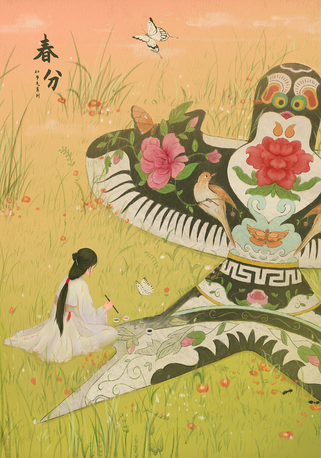 二十四节气 | 清明（图ZMzM4NTM1OTA0） - 商业插画 - 站酷设计师桃兮Pchy原创素材 - 站酷ZCOOL