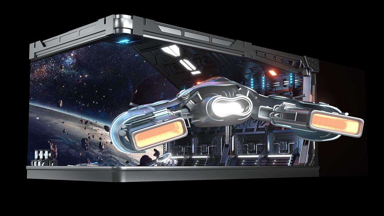 太空飞船裸眼3d动画制作