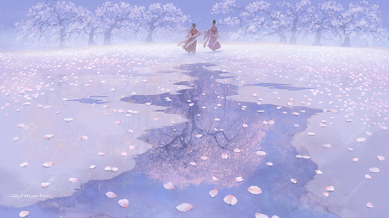 花与风的季节（图ZMzY5MDQxODYw） - 艺术插画 - 站酷设计师RedMatcha_原创素材 - 站酷ZCOOL