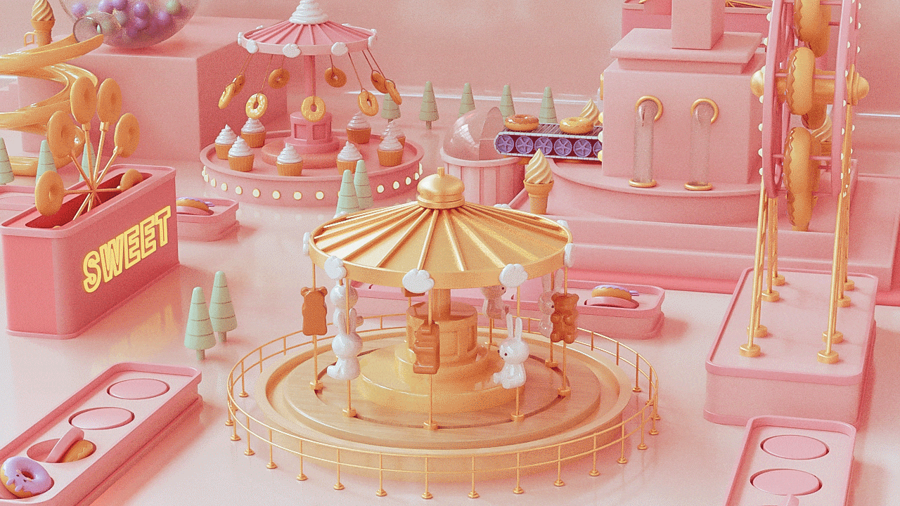 甜品游乐场【C4D作品集】（图ZMjk2NDkyMjg0） - 场景 - 站酷设计师西_面原创素材 - 站酷ZCOOL