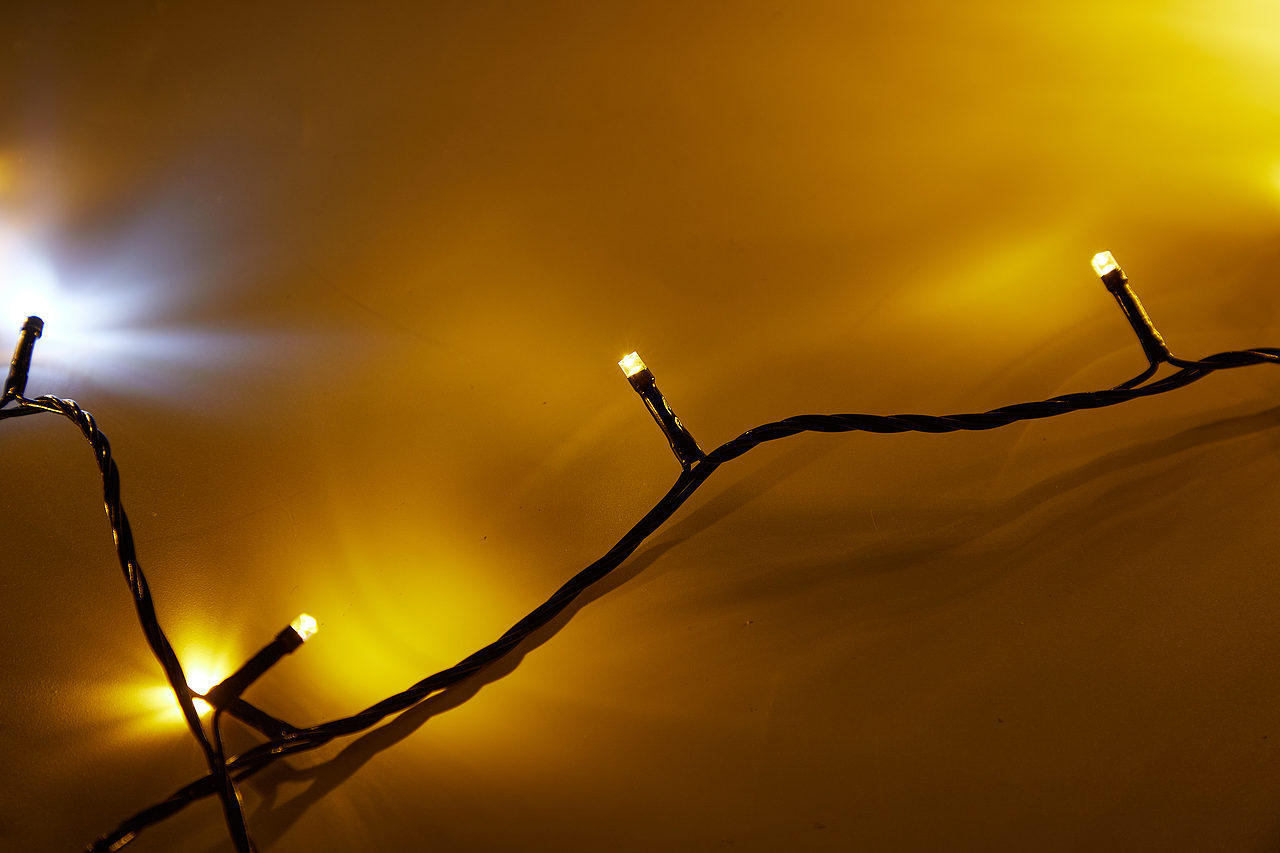 七彩暖白灯串产品拍摄