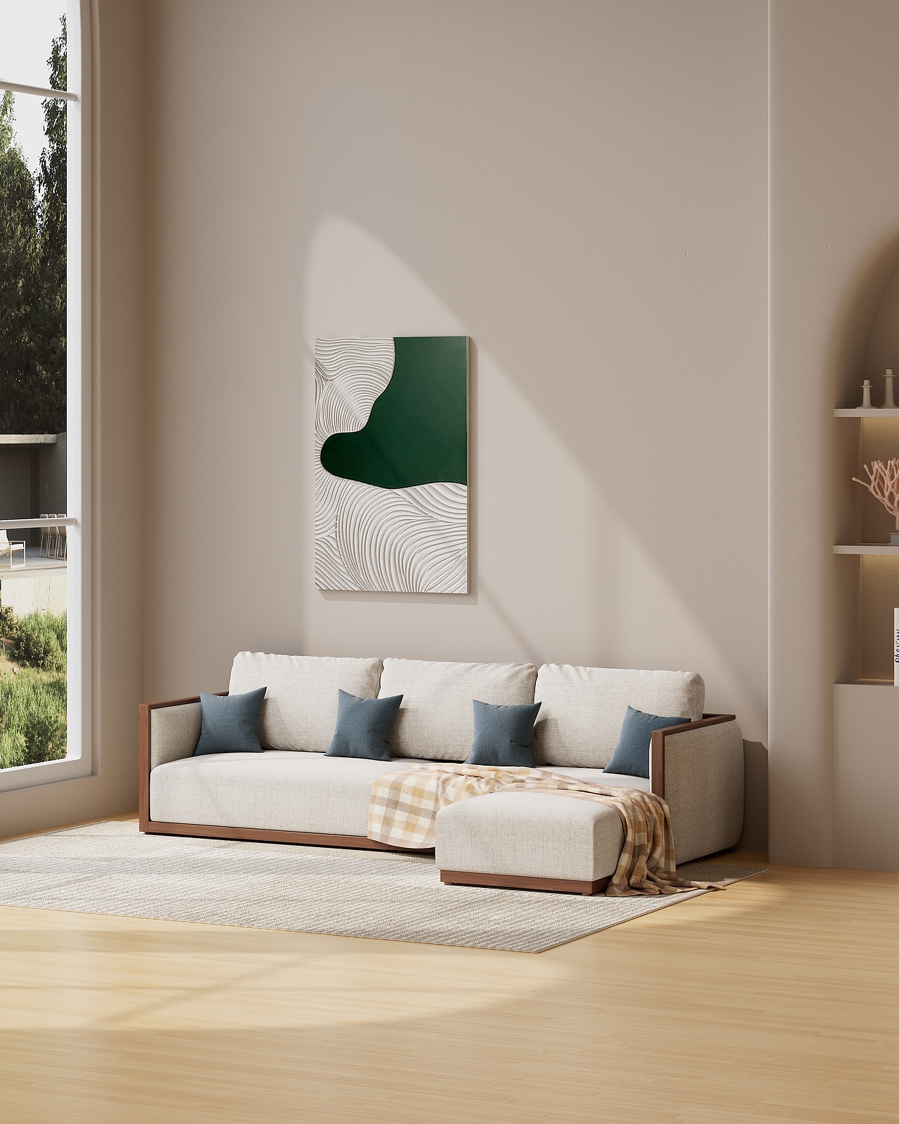 胡桃木軟體沙發(fā)建模渲染表現(xiàn)（圖ZMzE1MDY1MDgw） - 產(chǎn)品 - 站酷設(shè)計(jì)師嚕啦咧嚕原創(chuàng)素材 - 站酷ZCOOL