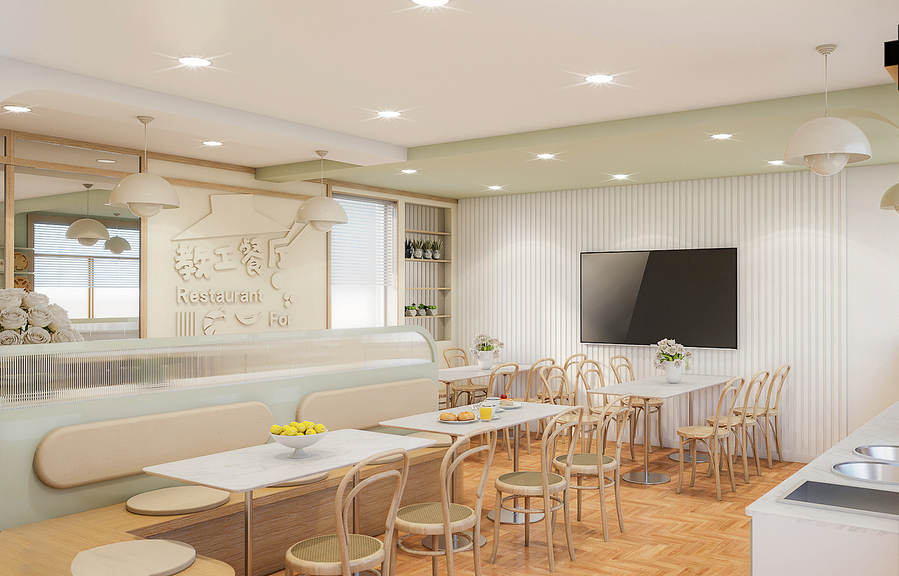 一个小型的奶油风餐厅（图ZMzUyNzY2ODY4） - 商业空间设计 - 站酷设计师ALIN_ALIN原创素材 - 站酷ZCOOL