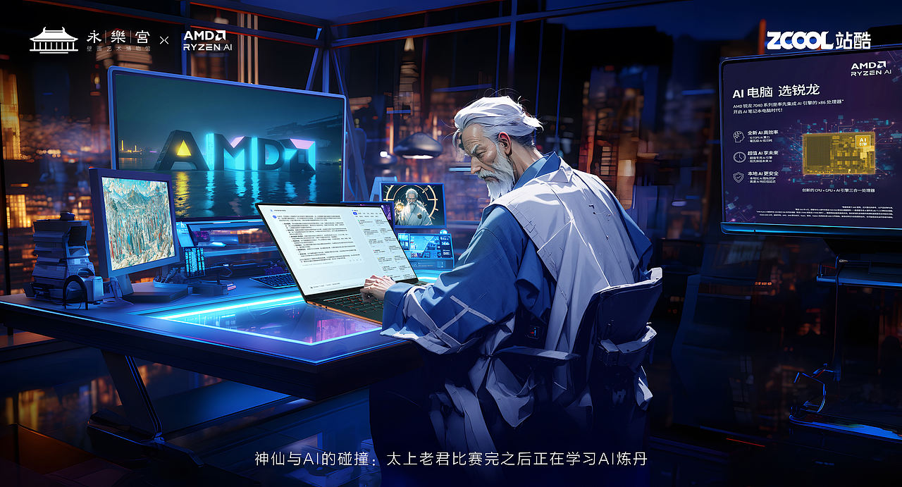 神仙与AI的碰撞：永乐宫太上老君的赛博之旅（图ZMzU2NTMzNDky） - AI作品 - 站酷设计师呜哩的片子原创素材 - 站酷ZCOOL