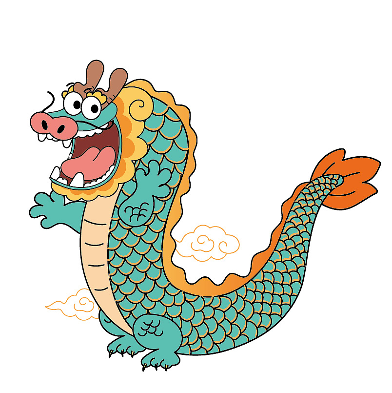 哈哈龙卡通可爱插画设计贴纸