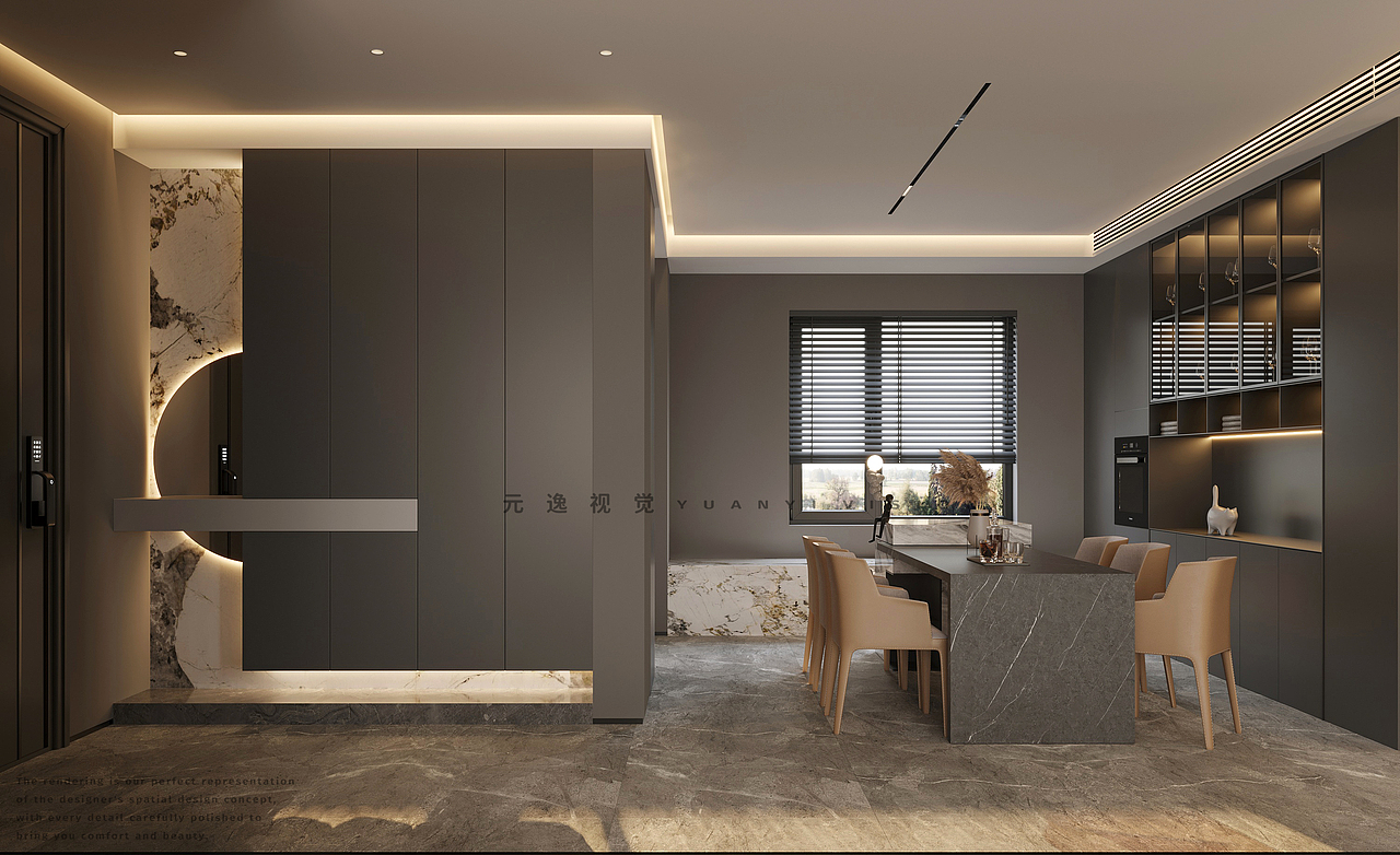 家装丨暗色系客餐厅厨房卫生间