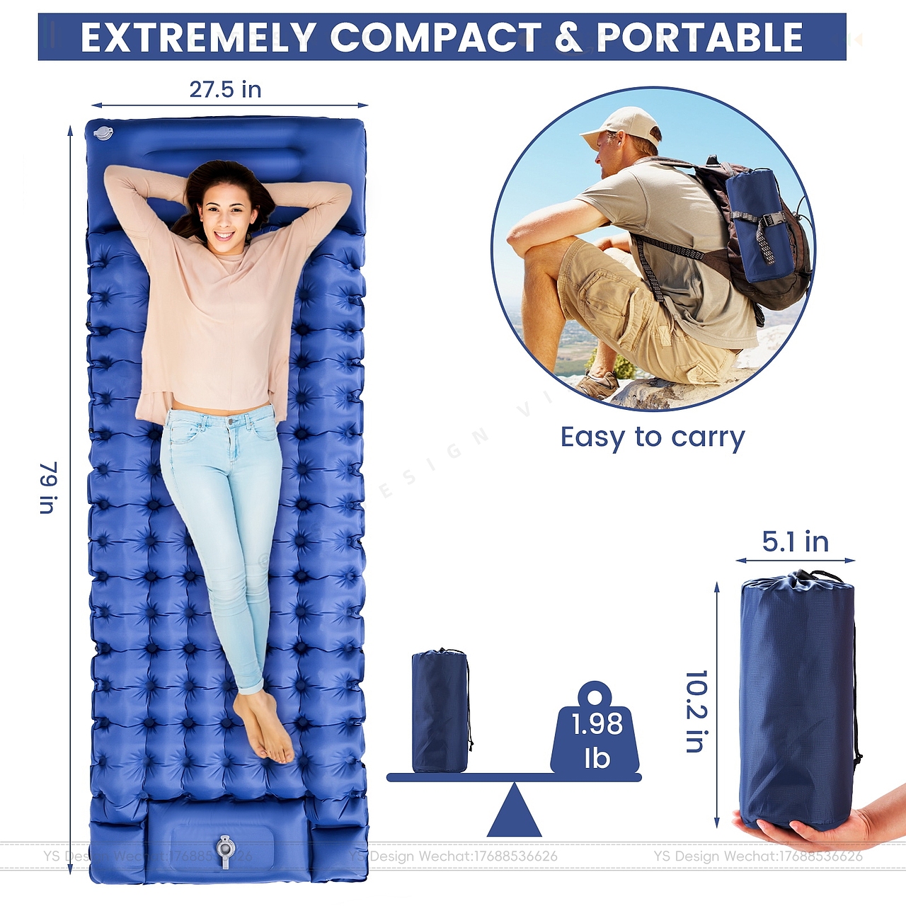 亚马逊露营充气床垫主图设计