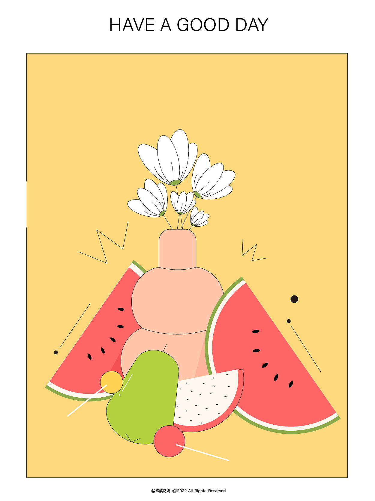 水果花卉系列插画～#创作加油站#（图ZMzEzMjg5NDY4） - 商业插画 - 站酷设计师瓜婆奶奶原创素材 - 站酷ZCOOL