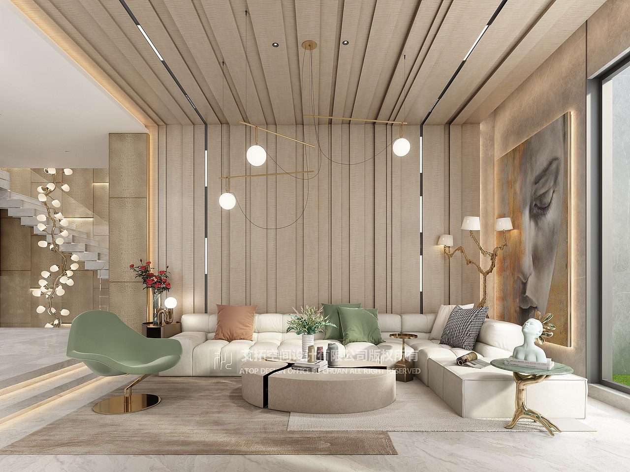 深圳别墅设计丨现代轻奢风，琳琅满目打造海归绿野仙踪