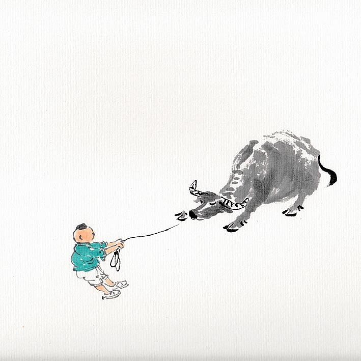 二十四节气插画 水墨牧童 冬季篇