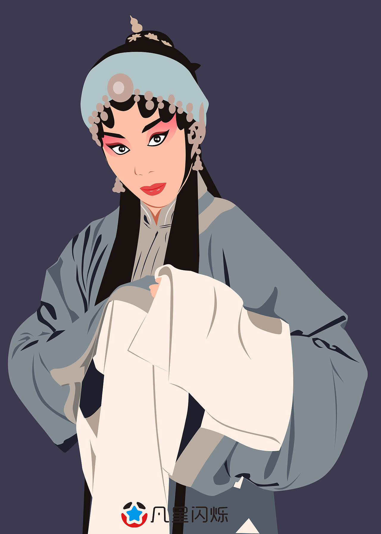 秦腔戏曲插画——五典坡(王宝钏)