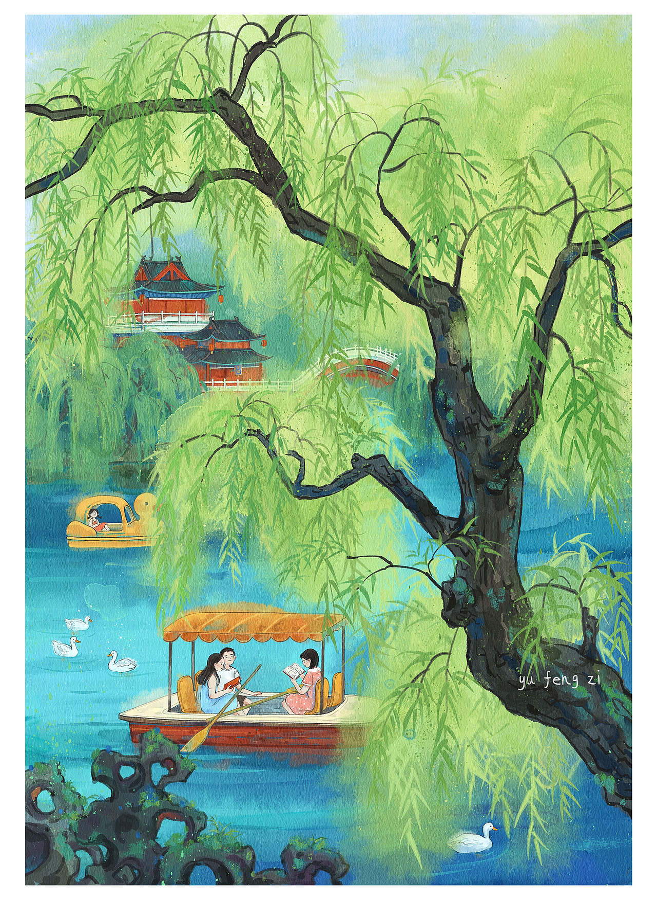 画里的从夏到冬（图ZMzU0NjI1MzI0） - 商业插画 - 站酷设计师鱼风子原创素材 - 站酷ZCOOL