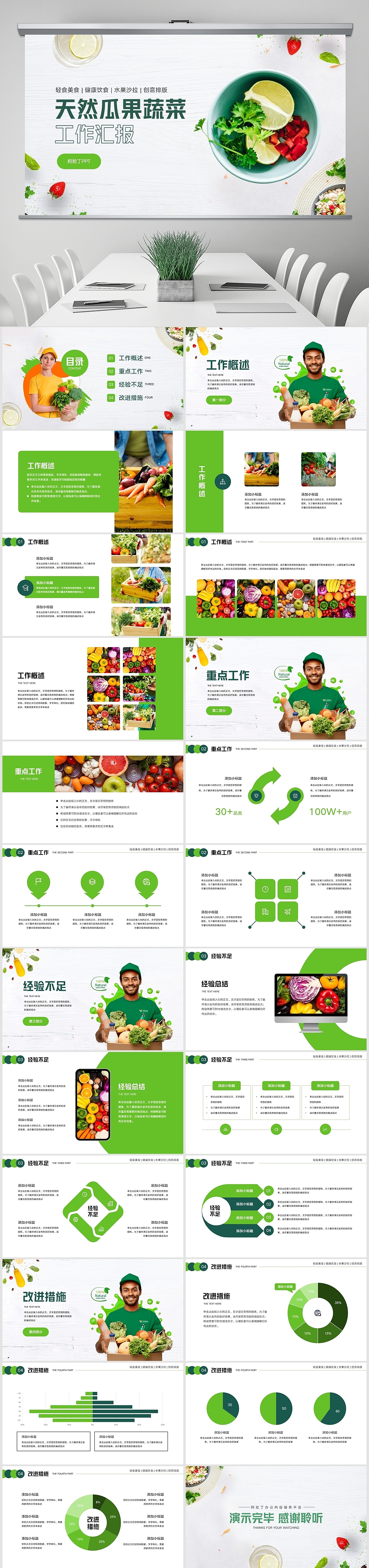 免费PPT模板！有机水果蔬菜农业农村PPT!