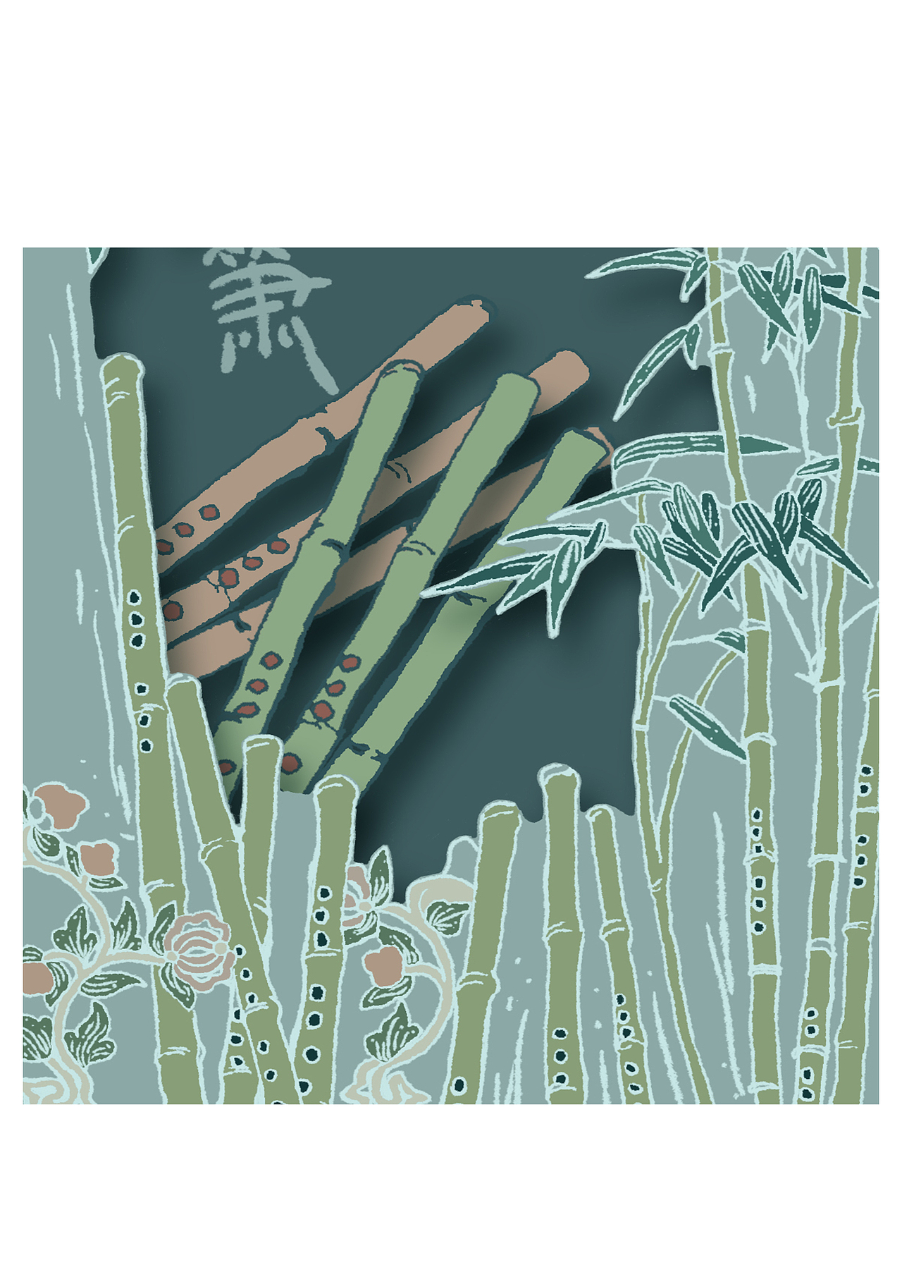 布依八音乐器结合布依刺绣包装插图