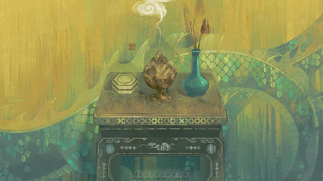 園林插畫 | 與誰同坐，明月、清風(fēng)、我!（圖ZMzY5MjMxNTMy） - 商業(yè)插畫 - 站酷設(shè)計師點哥小竹林原創(chuàng)素材 - 站酷ZCOOL