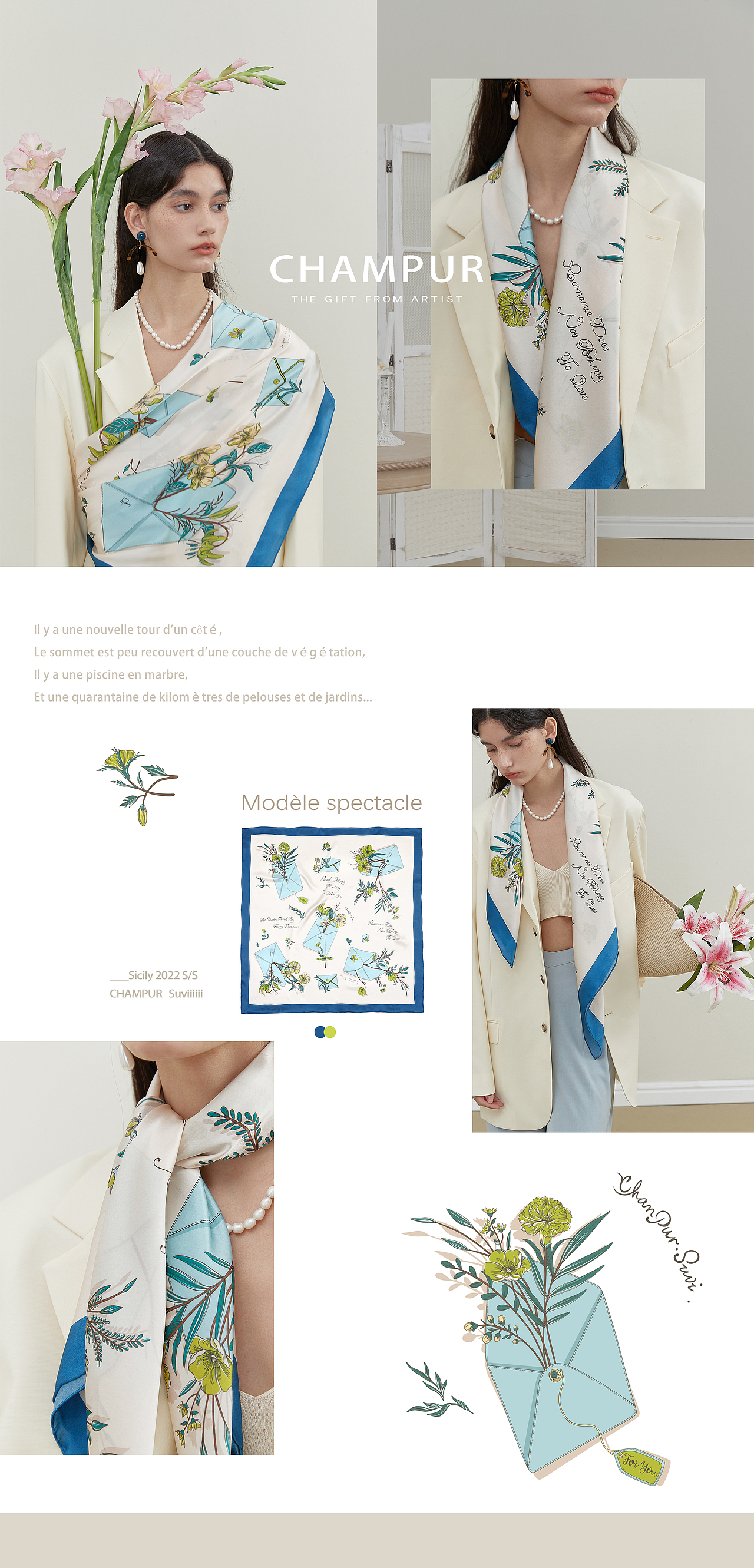 西西里情书【 丝巾插画设计】母亲节限量（图ZMjk4NTIyODI0） - 配饰 - 站酷设计师Suviiiiii原创素材 - 站酷ZCOOL