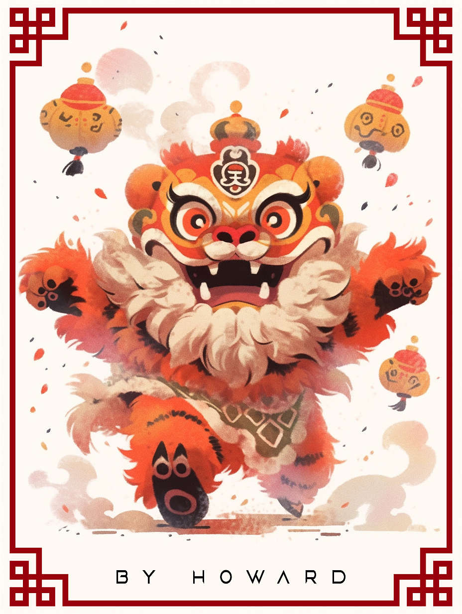 手绘醒狮（图ZMzU2NTg2NTU2） - AI作品 - 站酷设计师七月雪月情原创素材 - 站酷ZCOOL