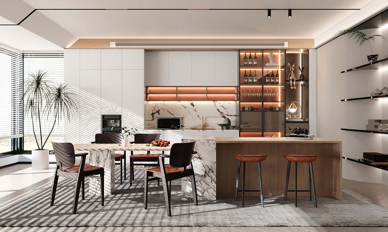 现代轻奢开放式厨房