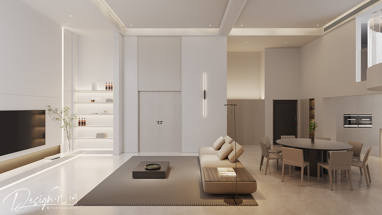 几何空间视觉表现 | 绿地内森庄园现代客餐厅