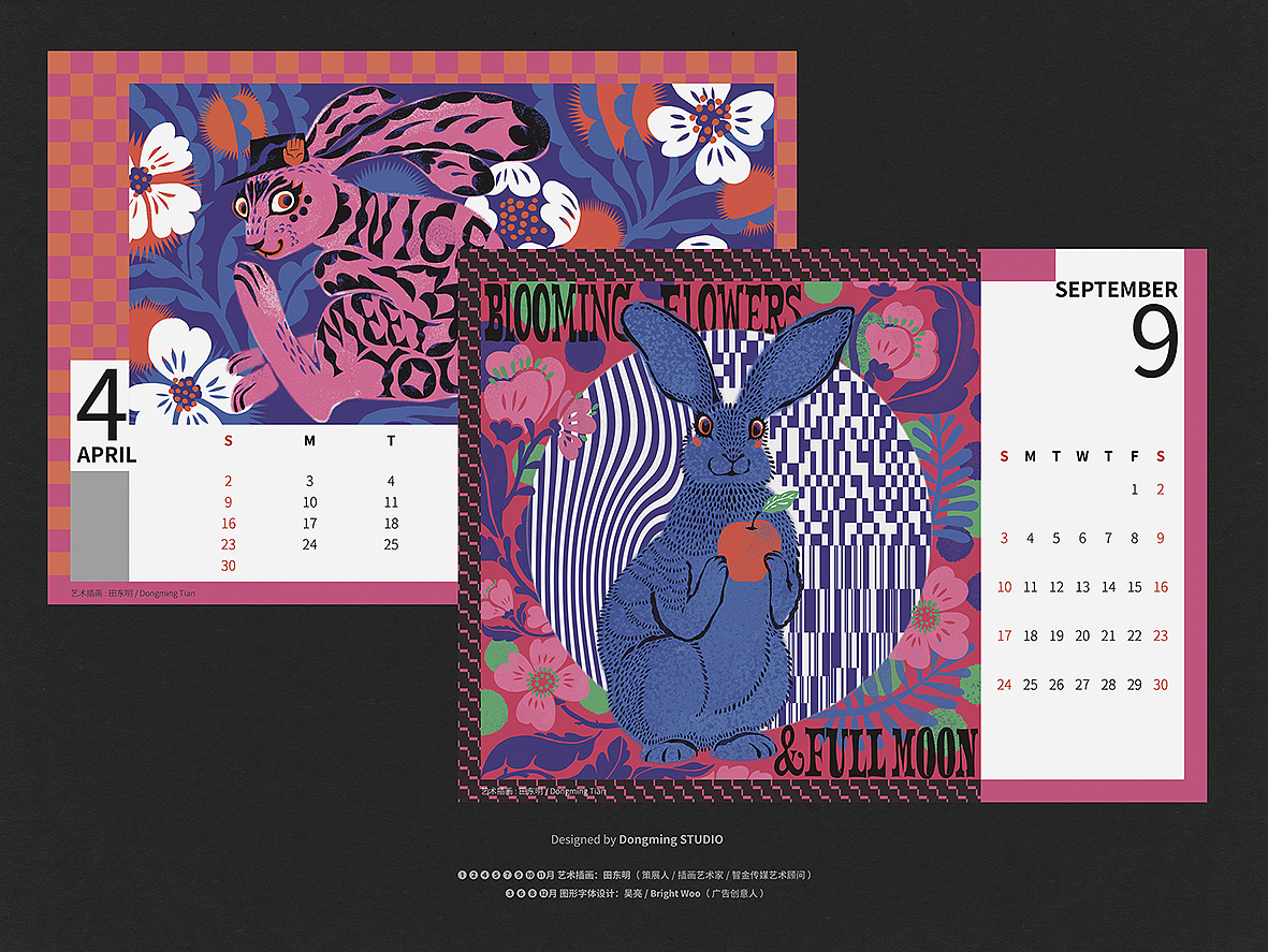 中国兔年台历作品