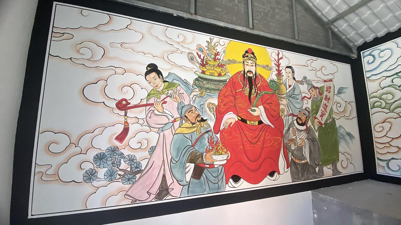 山西太原庙宇彩绘财神壁画墙体彩绘涂鸦,全国接单