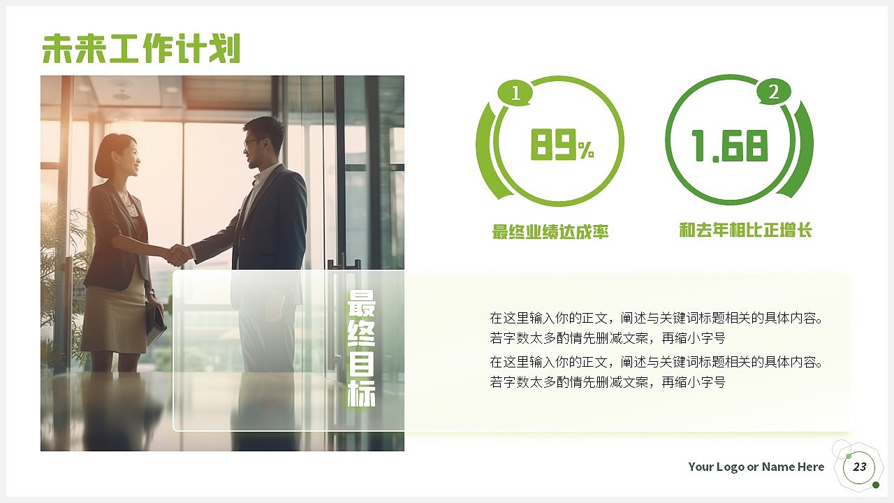 原创绿色简约清新商务风办公工作总结汇报述职PPT