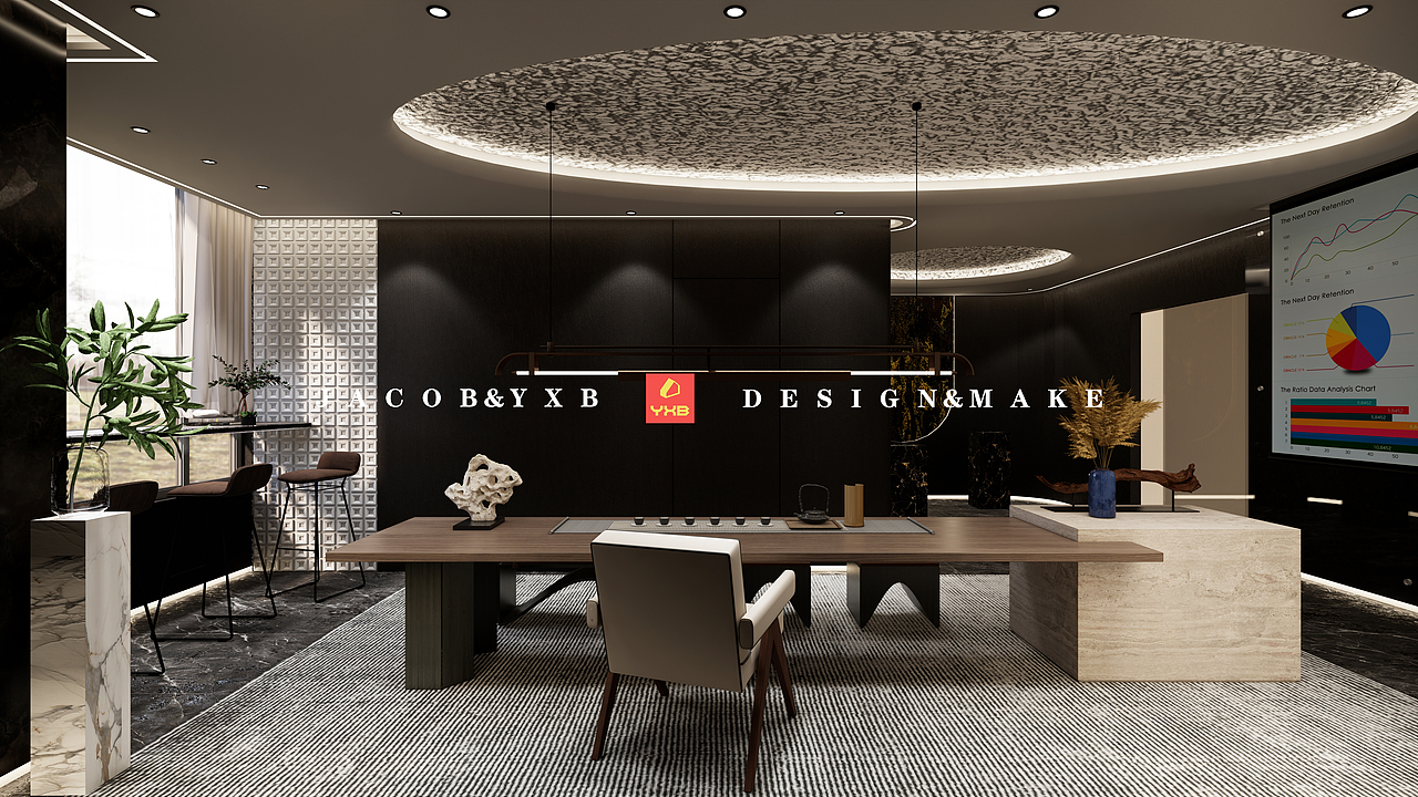 高级感暗黑色系办公室（图ZMzE0MDgwNTE2） - 展陈设计 - 站酷设计师JACOB雪饼原创素材 - 站酷ZCOOL