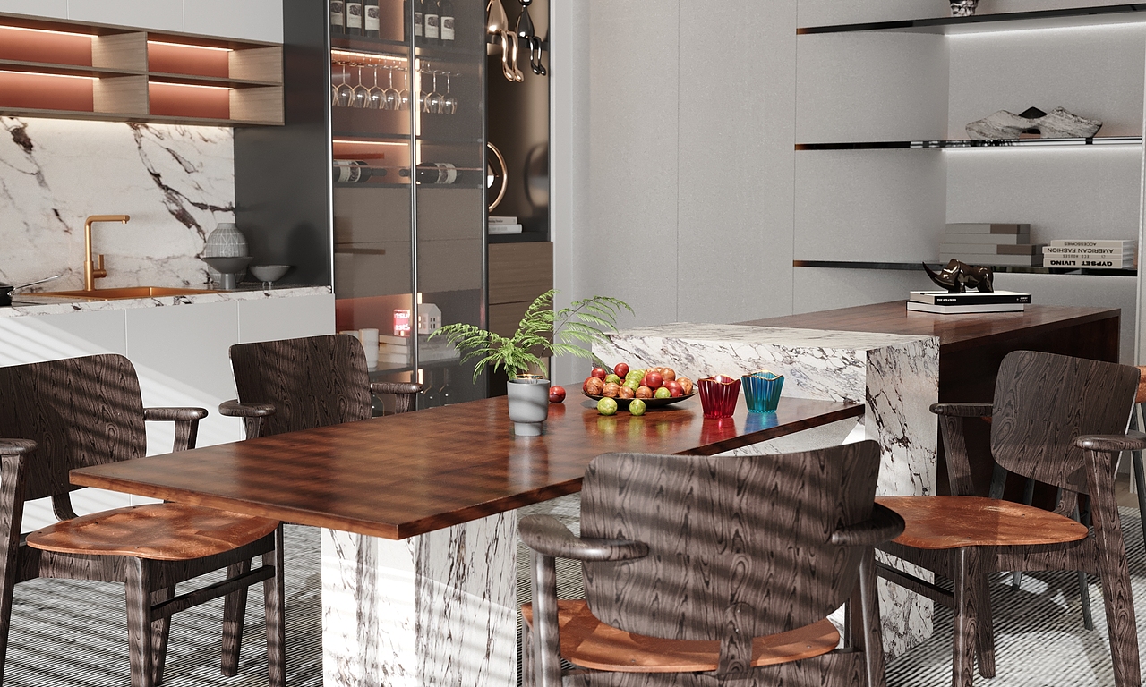 现代轻奢开放式厨房