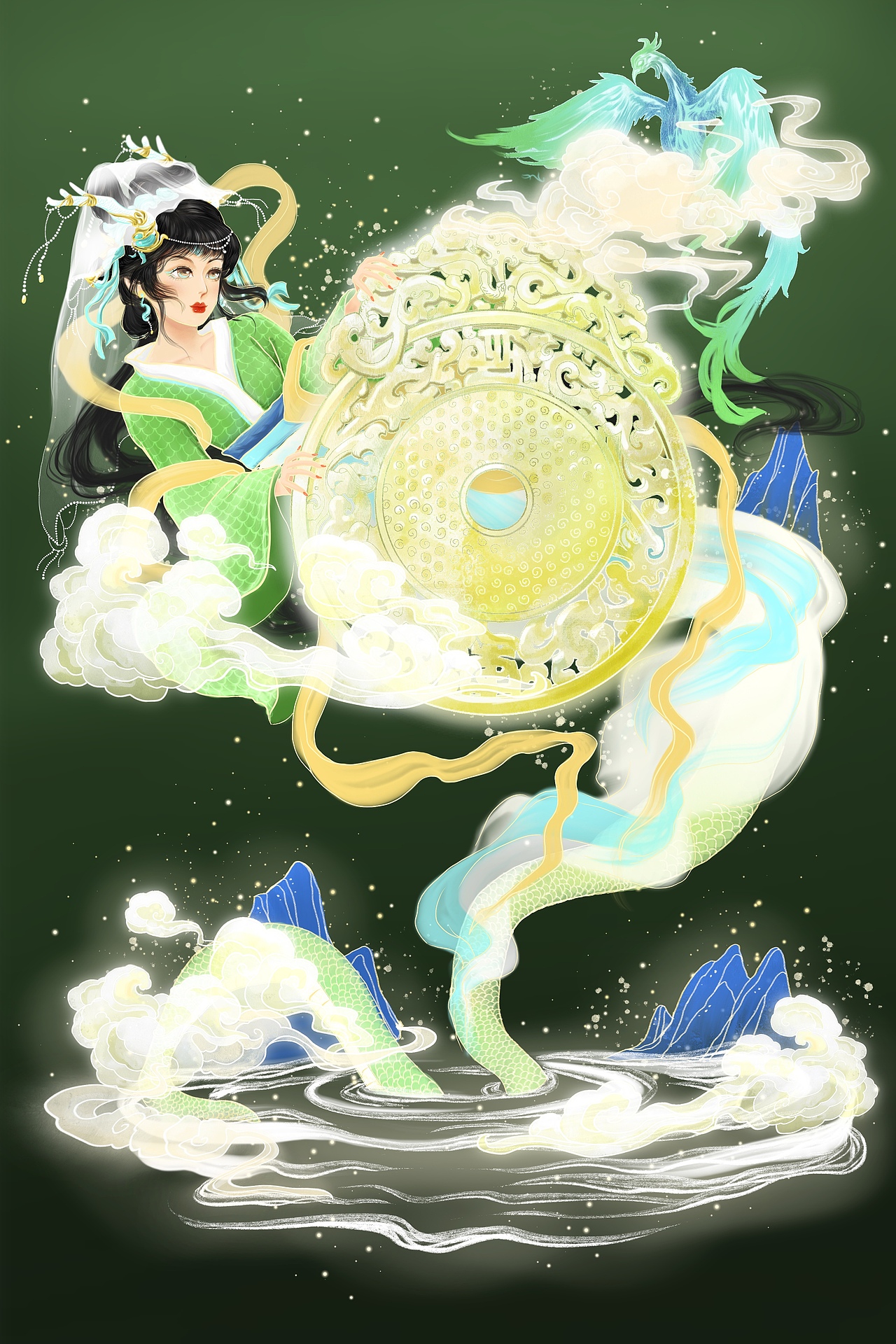 国潮风古风国宝拟人插画