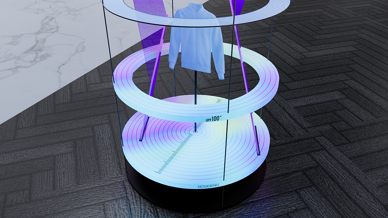 波司登体验店-夏季骄阳防晒系列橱窗中岛边场设计（图ZMzQ0NDcxNzcy） - 商业空间设计 - 站酷设计师Joan_Lai原创素材 - 站酷ZCOOL