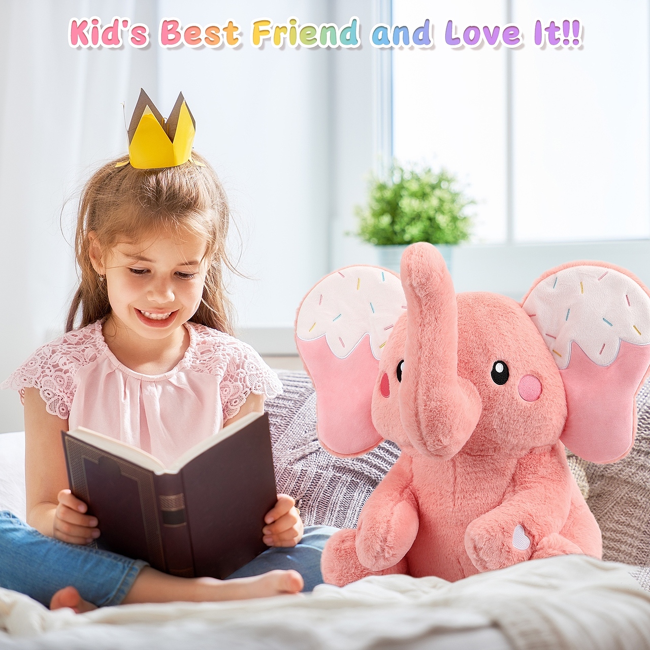 毛绒玩具-粉色小象