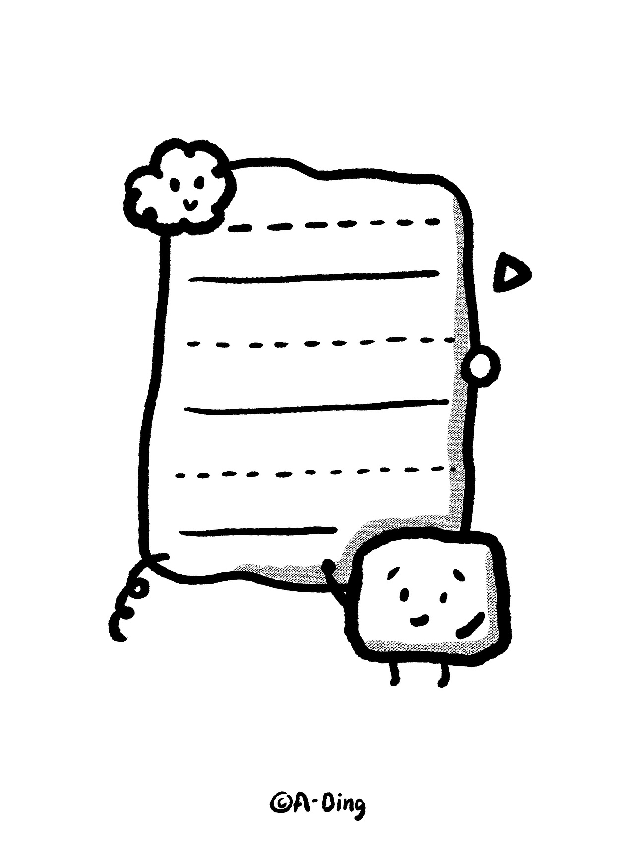 黑白线描手账素材-小怪兽的时间表-简笔画可爱表格（图ZMzQ3ODA2ODky） - 创作习作 - 站酷设计师绿瓷叮叮原创素材 - 站酷ZCOOL