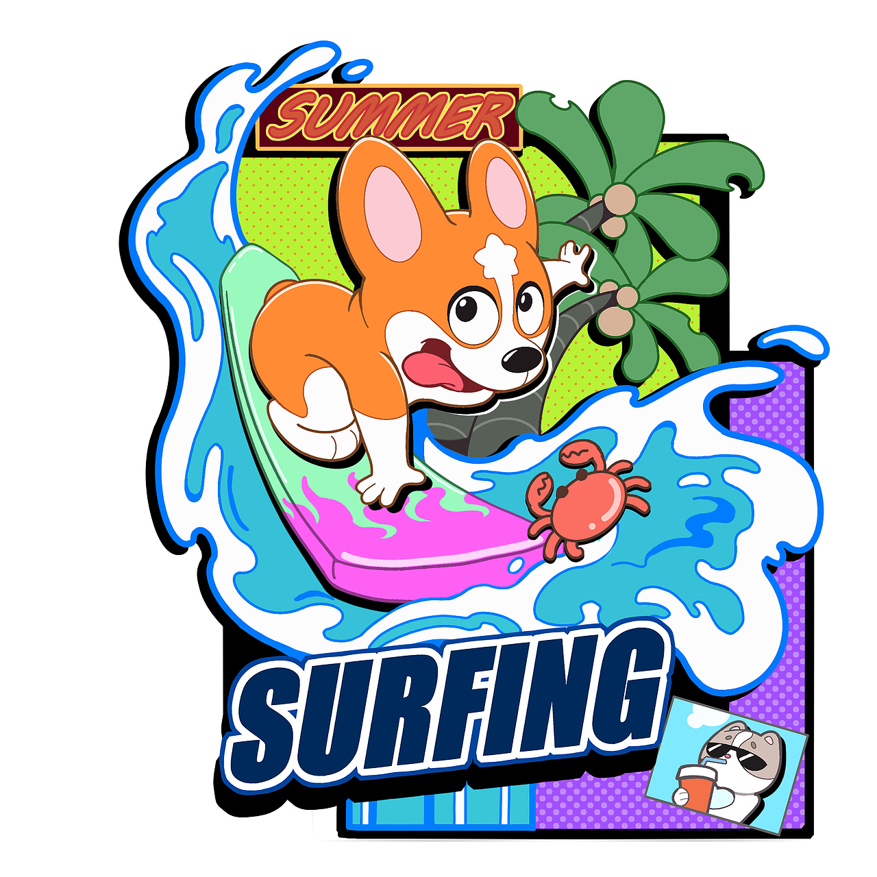 基Q与布O：夏天一起去漂流，冲浪，潜水吧！（图ZMzM5NjAyNTA4） - 商业插画 - 站酷设计师基Q与布O原创素材 - 站酷ZCOOL