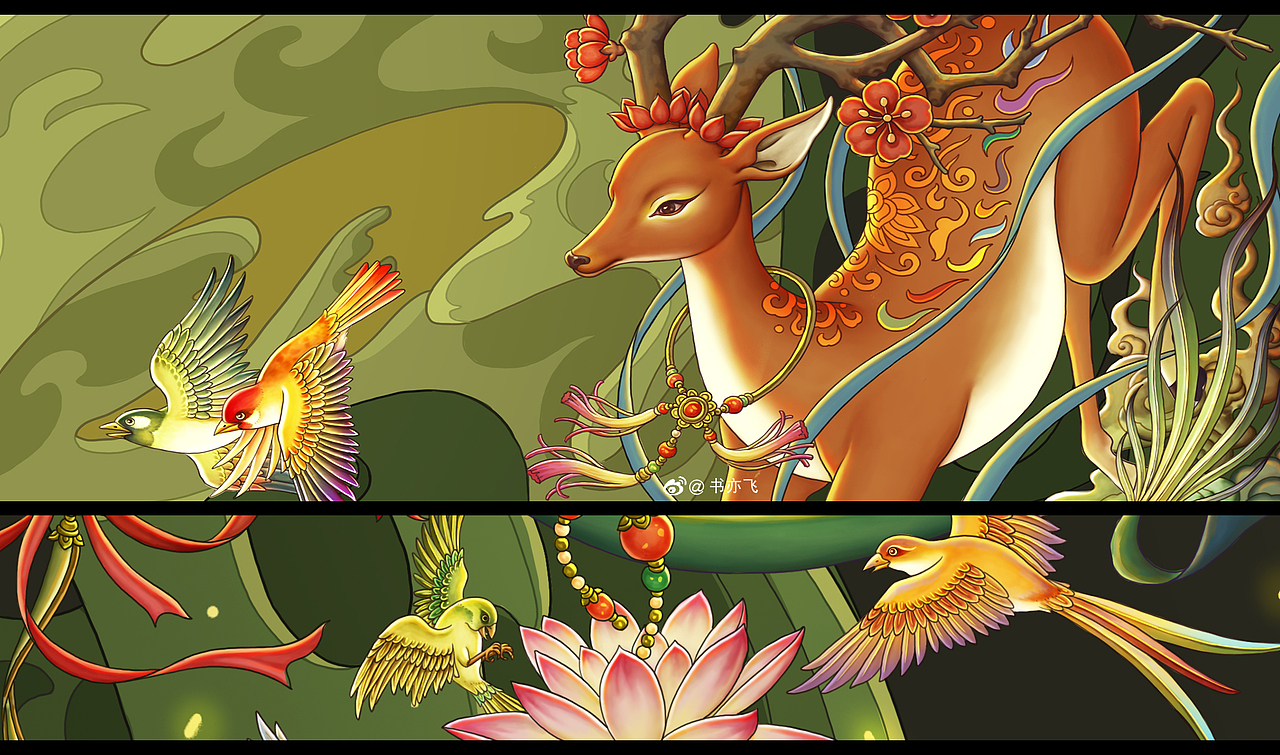 敦煌系列插画（图ZMzE1MjQzMzM2） - 商业插画 - 站酷设计师书亦飞原创素材 - 站酷ZCOOL