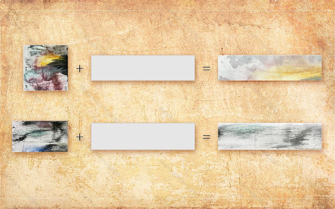 色彩纹理拼凑山水画