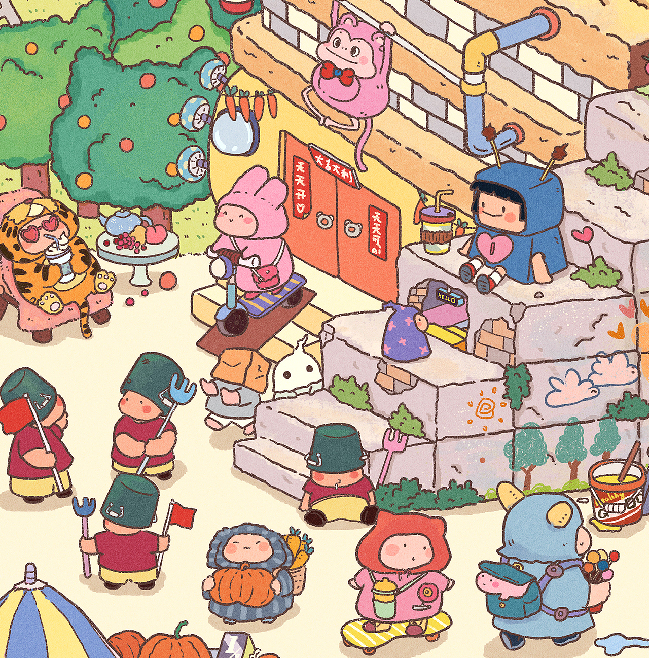 密集插画系列-《误入可爱萌星球》