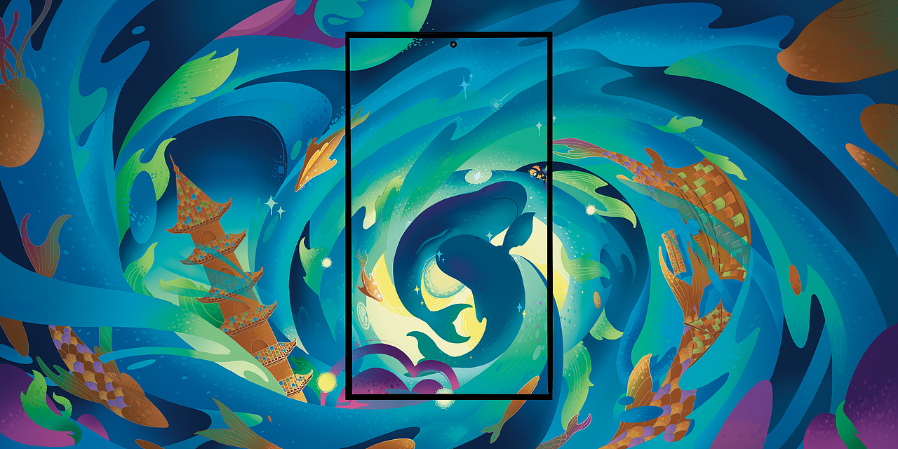 关于江豚的插画壁纸练习（图ZMzYwMzE0NTQw） - 商业插画 - 站酷设计师西伯利亚猹原创素材 - 站酷ZCOOL