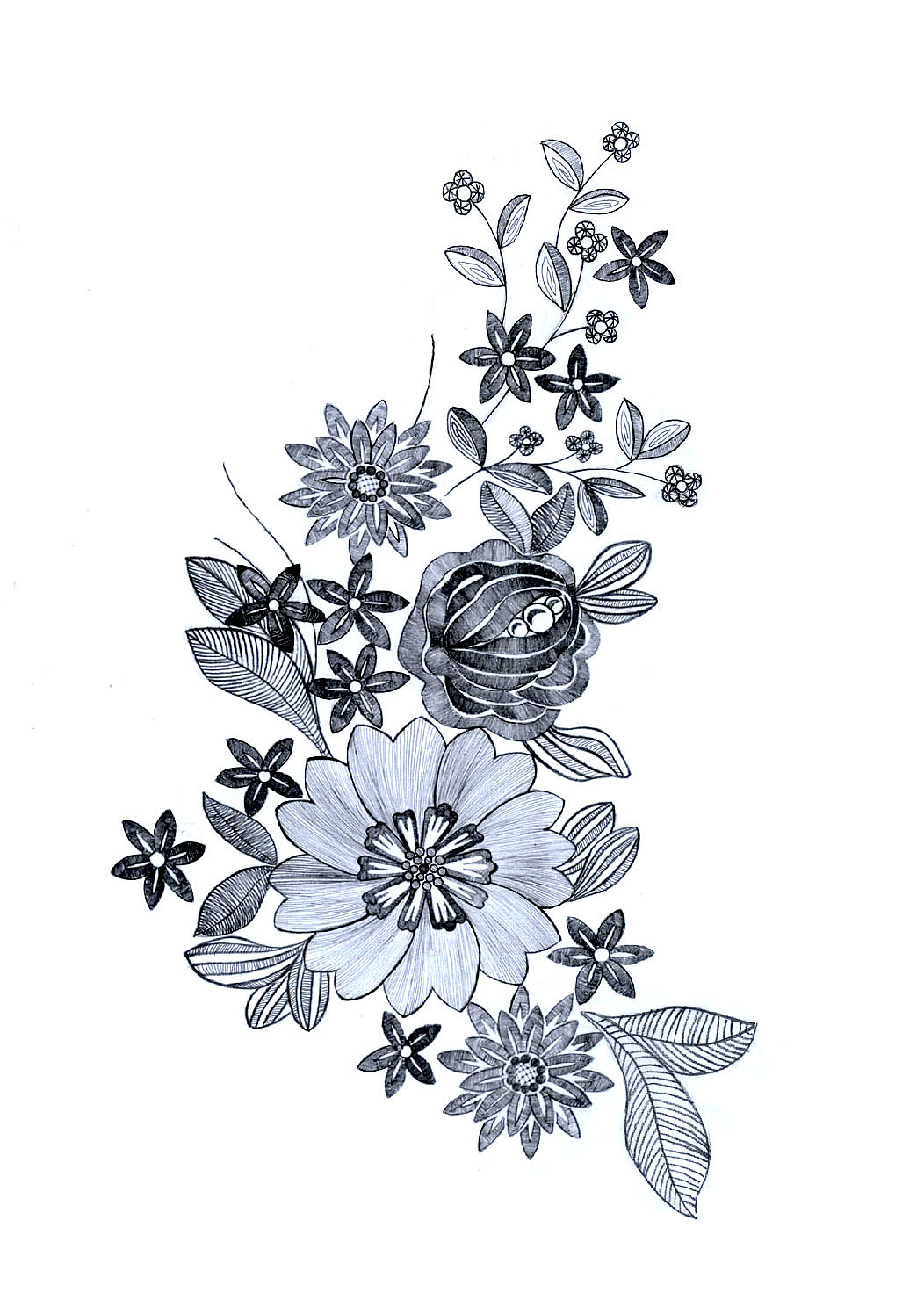 花朵線型白描圖服裝高定蕾絲禮服圖案設(shè)計(jì)（圖ZMzYzMDE5Nzgw） - 圖案 - 站酷設(shè)計(jì)師一雯子一原創(chuàng)素材 - 站酷ZCOOL