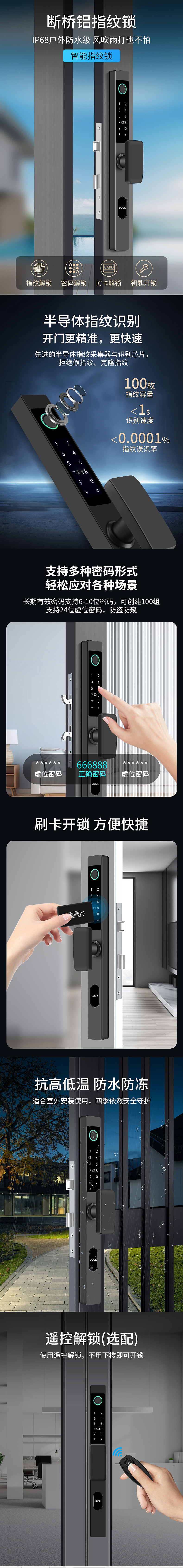 断桥铝指纹锁精修、主图、详情页