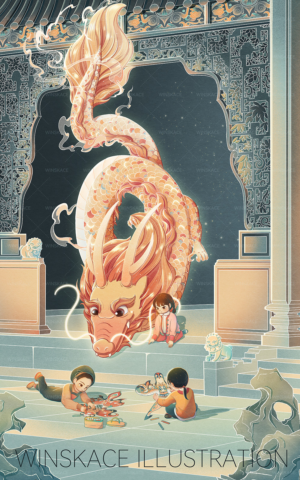 龍年的故事 | 國潮插畫（圖ZMzQyODY3NTQ4） - 創(chuàng)作習(xí)作 - 站酷設(shè)計(jì)師云汜_winskace原創(chuàng)素材 - 站酷ZCOOL