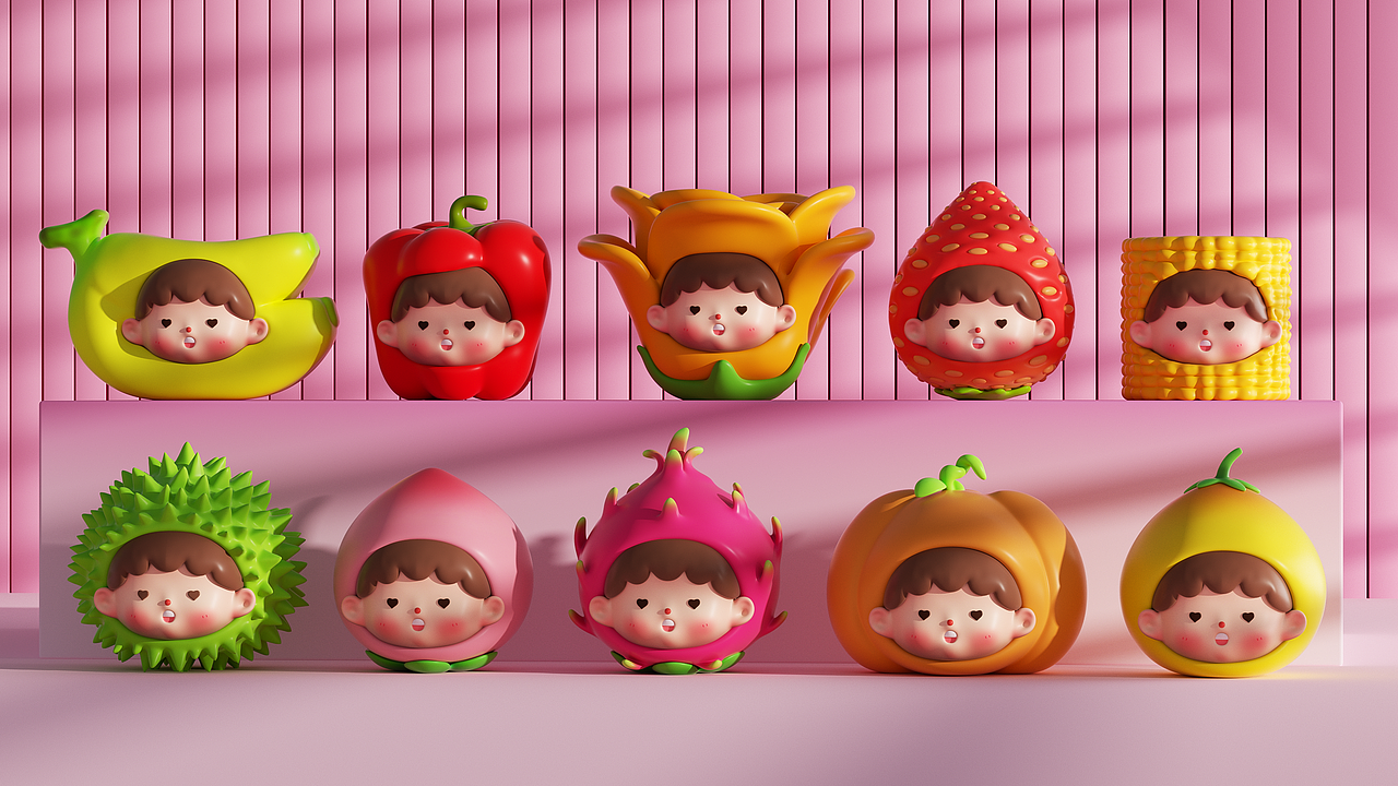 原创IP设计【果蔬潮玩盲盒系列】文创品牌形象（图ZMzY0NDY2NzY0） - 人物/生物 - 站酷设计师昊天GREAT原创素材 - 站酷ZCOOL