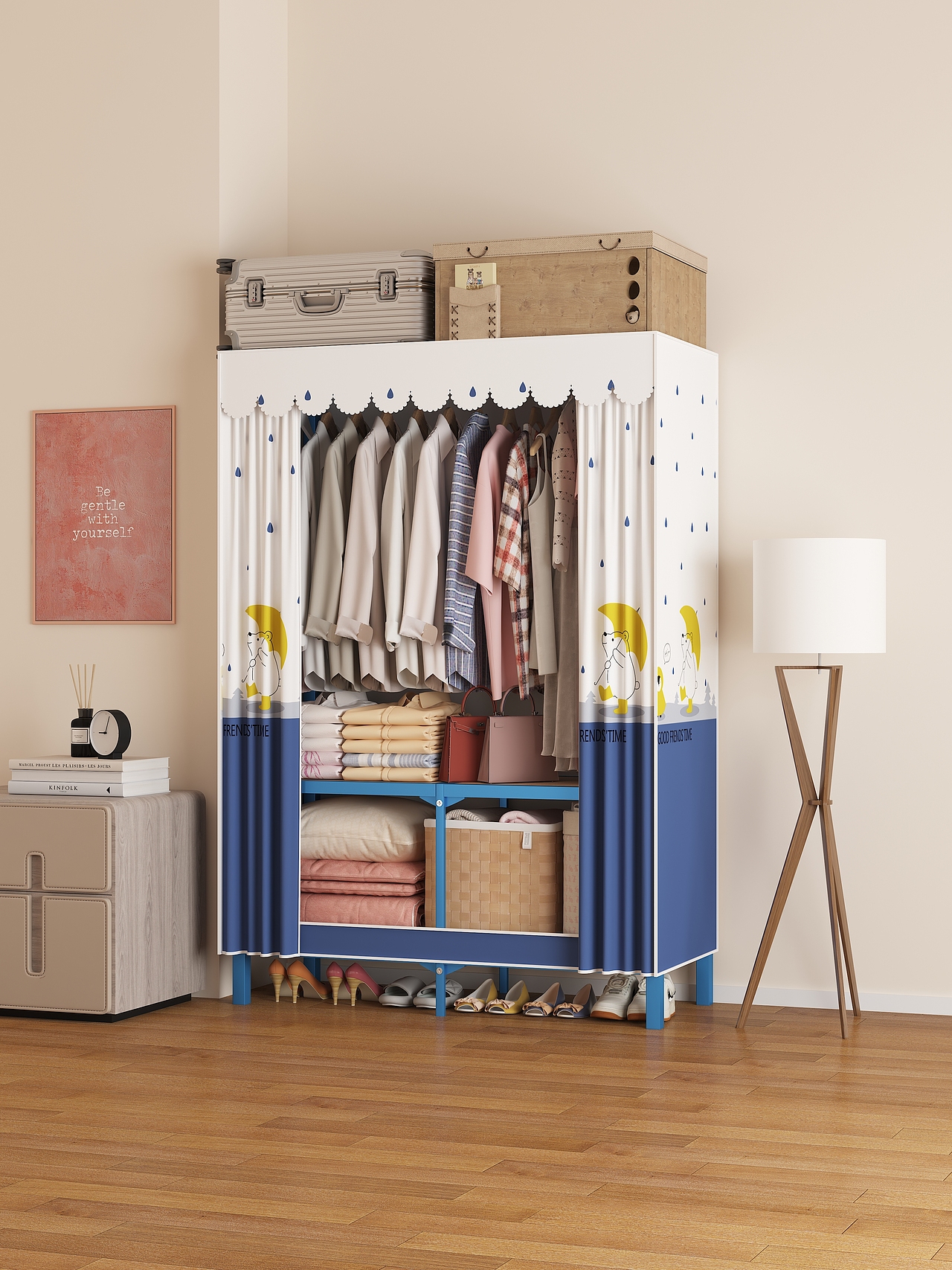 电商用方管折叠简易衣柜效果图（图ZMzU1ODc3MTcy） - 产品 - 站酷设计师赤炜工业设计原创素材 - 站酷ZCOOL