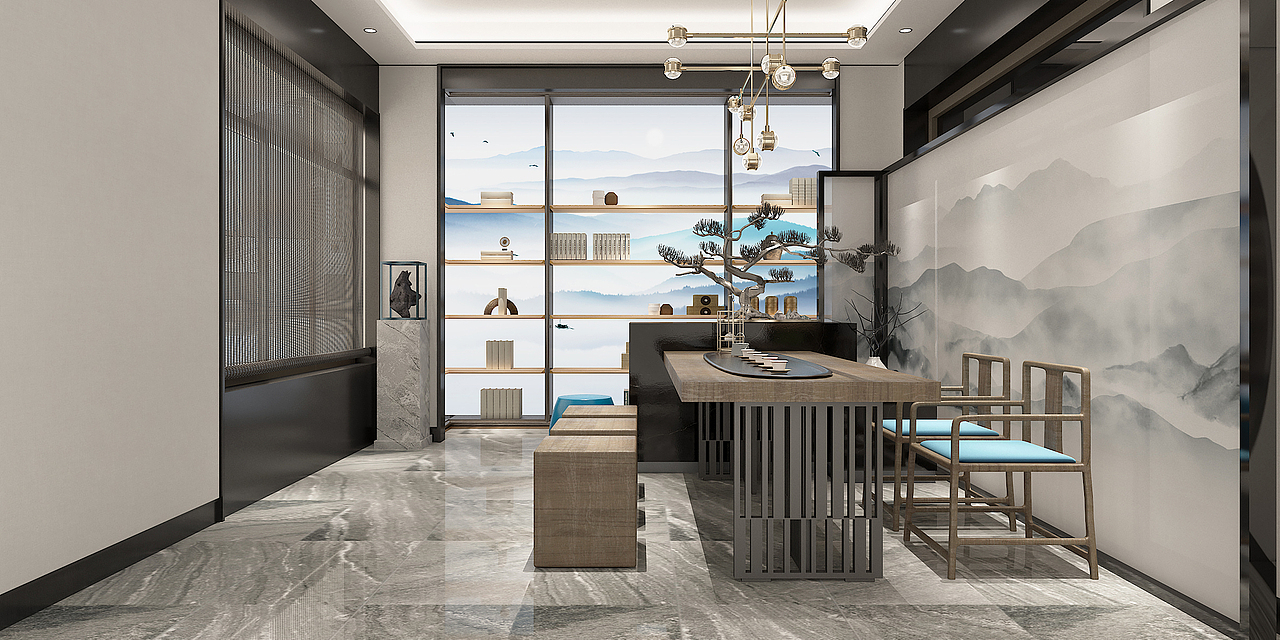 深圳装修丨新中式轻奢复式大平层/冯天礁design_深圳岚庭装饰-站酷