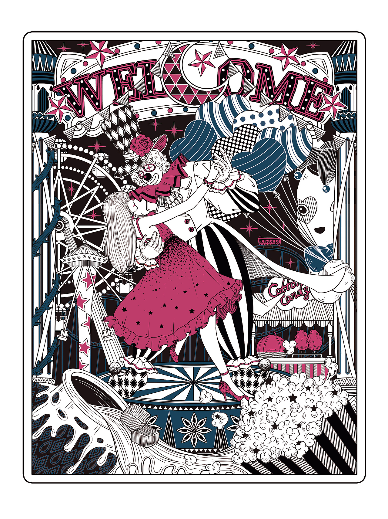 游乐场之夜——香水包装插画（图ZMzE3NTAxNTY4） - 创作习作 - 站酷设计师知了家有三只猫原创素材 - 站酷ZCOOL