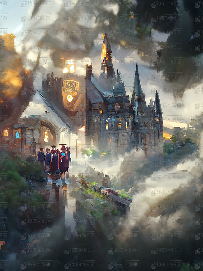 霍格沃兹·AI人工智能绘画艺术 #挑战一张封神#