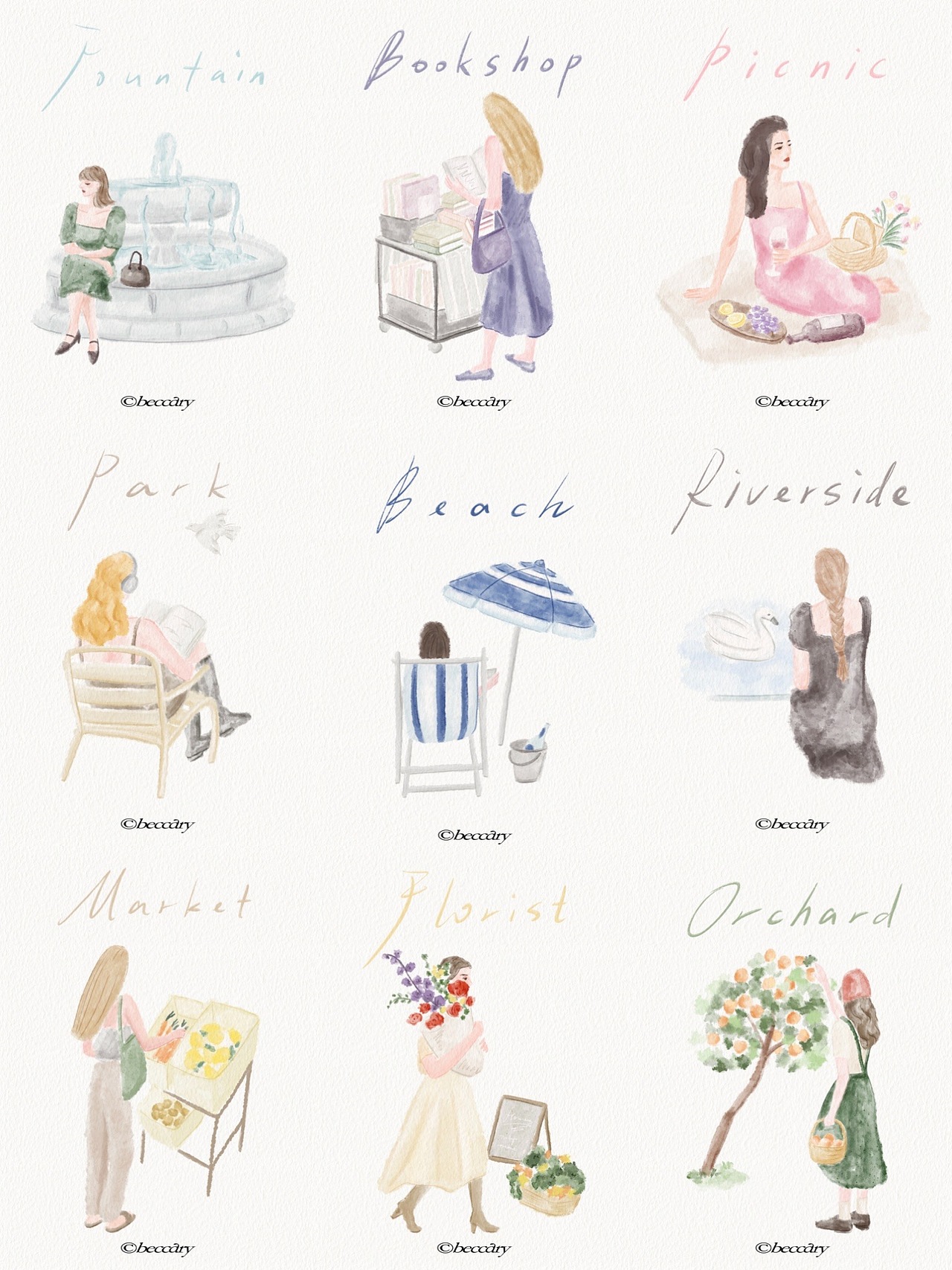 治愈风小插画👒 爱上每一次外出活动（图ZMzQ3MjMzNDQ4） - 艺术插画 - 站酷设计师beccary原创素材 - 站酷ZCOOL