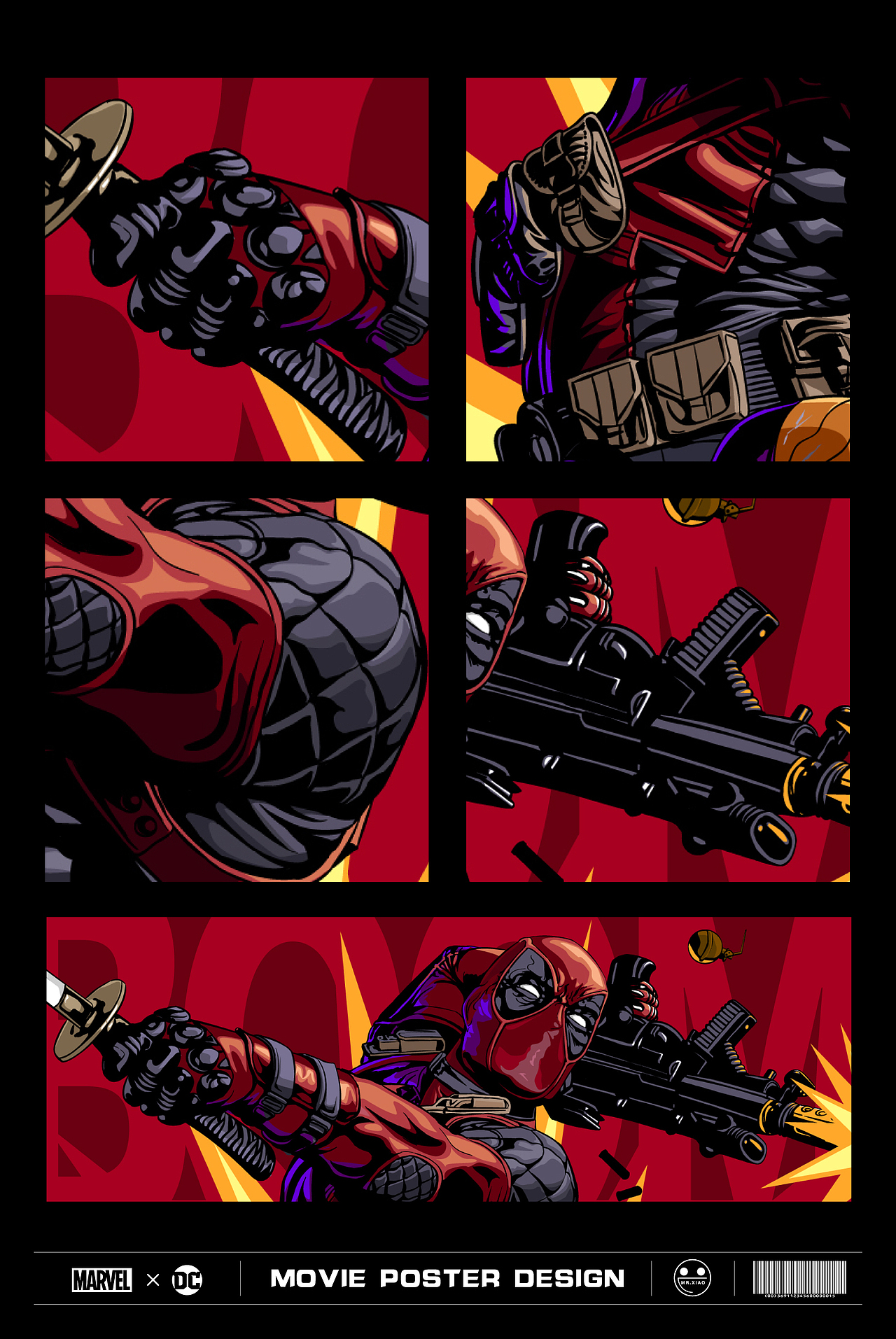 电影宣传海报矢量插画设计 漫威DC超级英雄海报